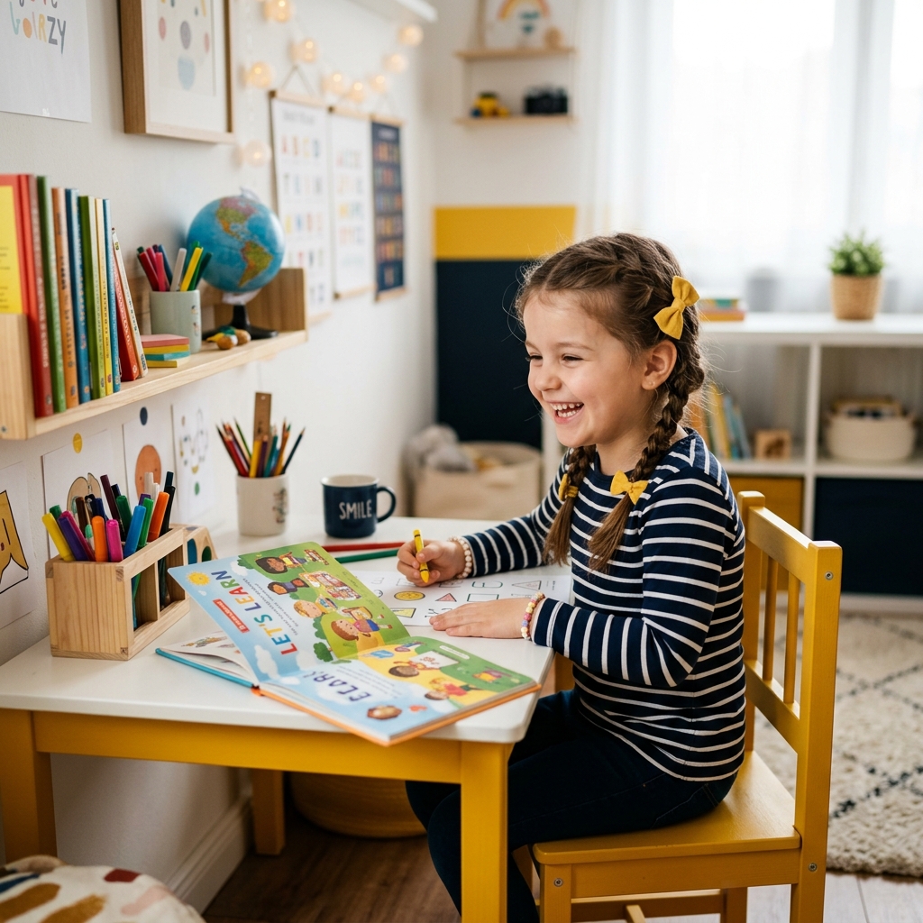 Happy child learning